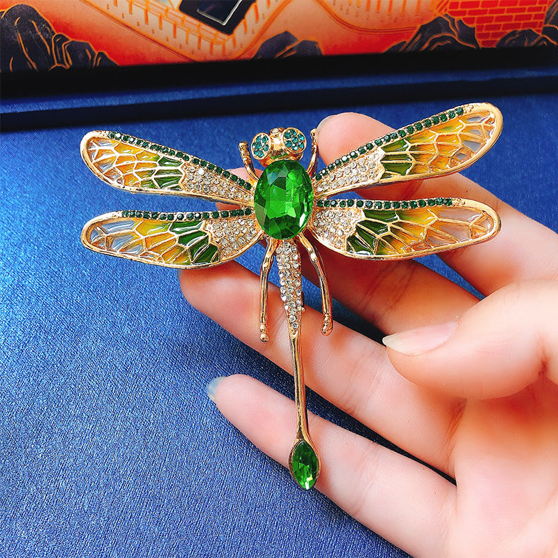 Crimson Dragonfly Statement Brooch