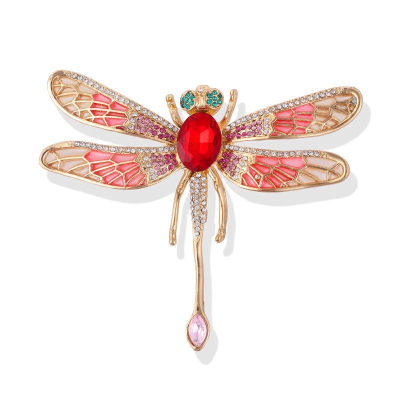 Crimson Dragonfly Statement Brooch
