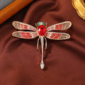 Crimson Dragonfly Statement Brooch